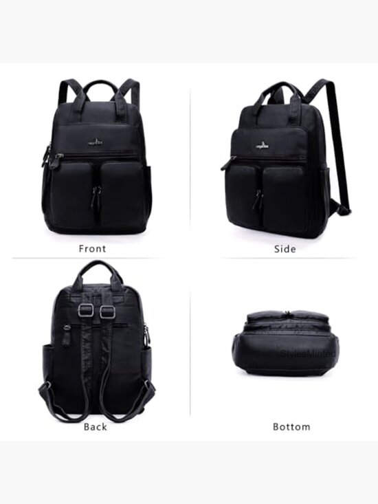 Soft Vegan Leather Backpack Purse with Multi Pockets Travel Daypack